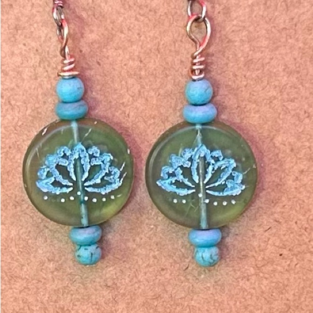 Handcrafted Blue and Green Earrings
